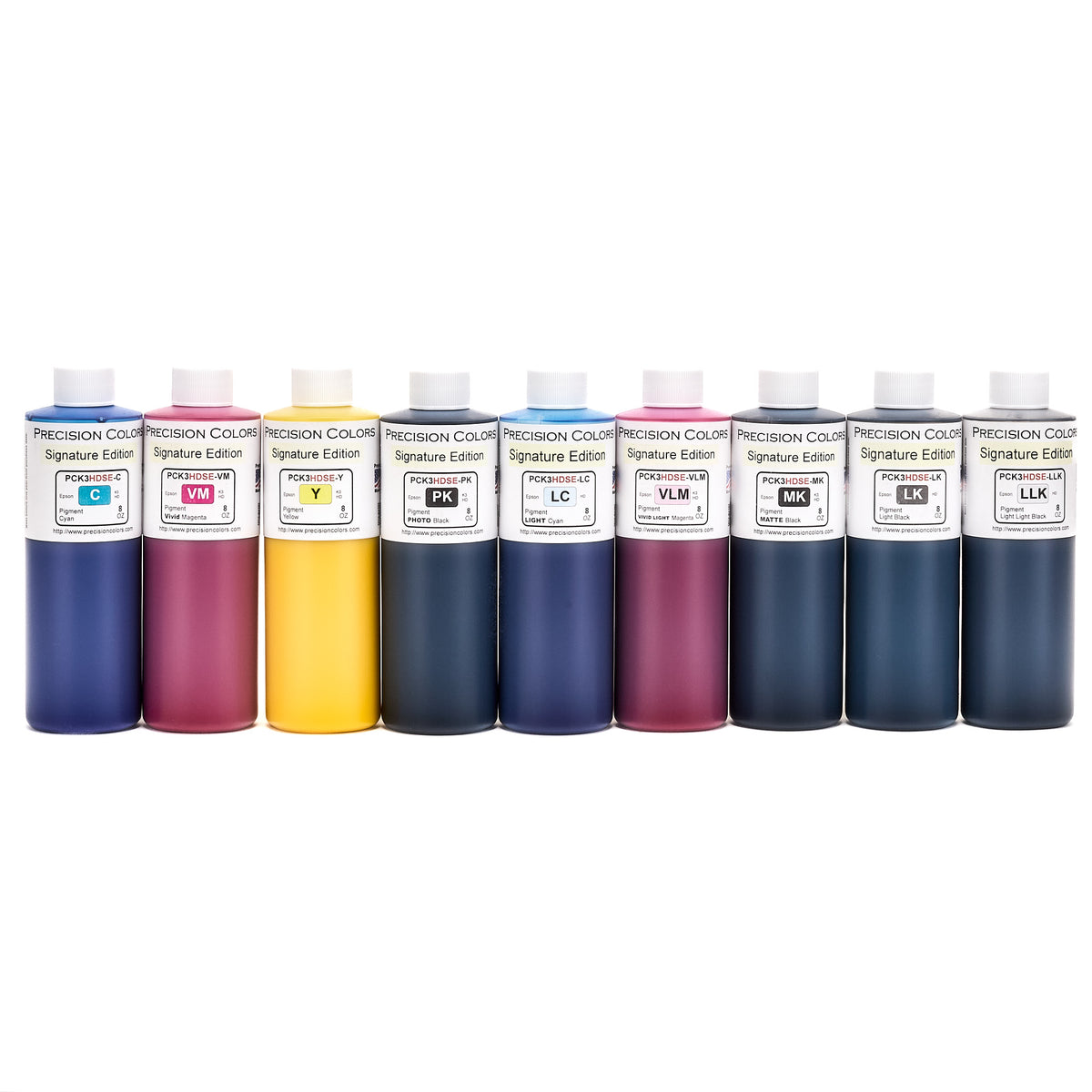 Precision Colors PCK3HD Vivid 9-color pigment ink set, 8 oz bottles