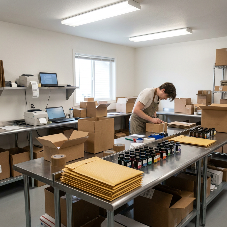 The Precision Colors fulfillment room